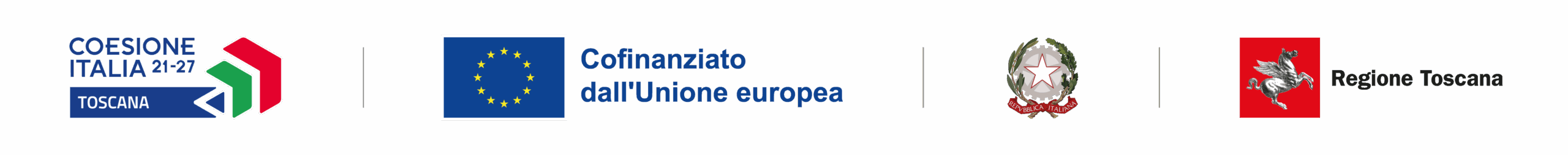 Coesione Italia 21-27 Toscana, Cofinanziato dall'Unione europea, Repubblica Italiana, Regione Toscana